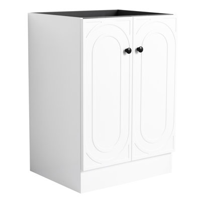 Rangement autoportant pour salle de bain 24 po - Contreplaqué blanc, portes à fermeture douce, support de lavabo moderne