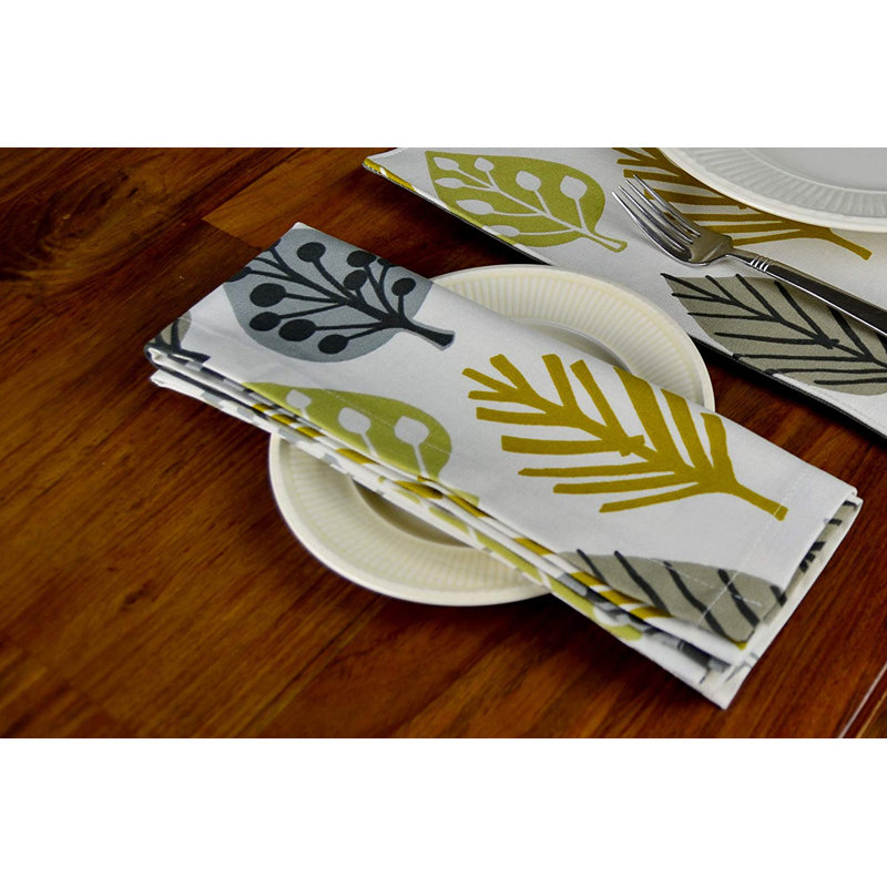 Alexys 100% Cotton Floral Rectangle Napkin, Ochre Yellow