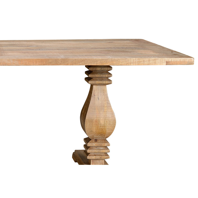 Mango Rectangular Wood Top Dining Table with Wood Base