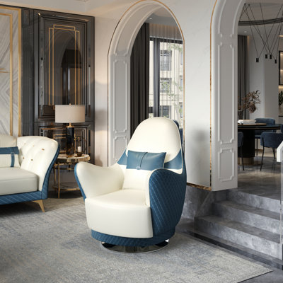 Fauteuil club pivotant en cuir 36 po Elberton