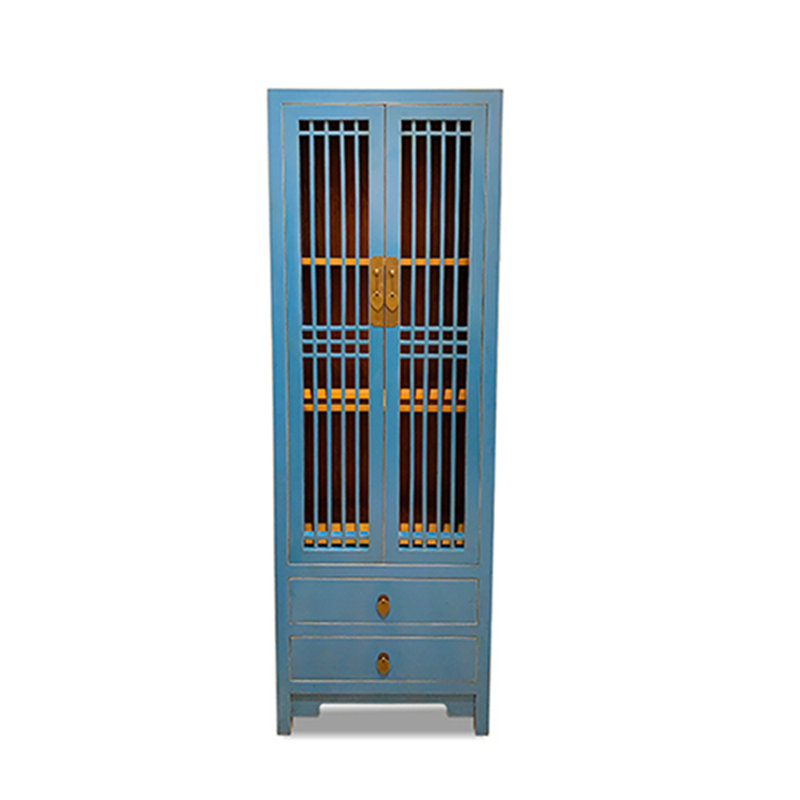 Armoire haute à lattes - bleu