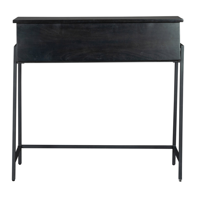 Solid Wood Top Metal Base Writing Desk