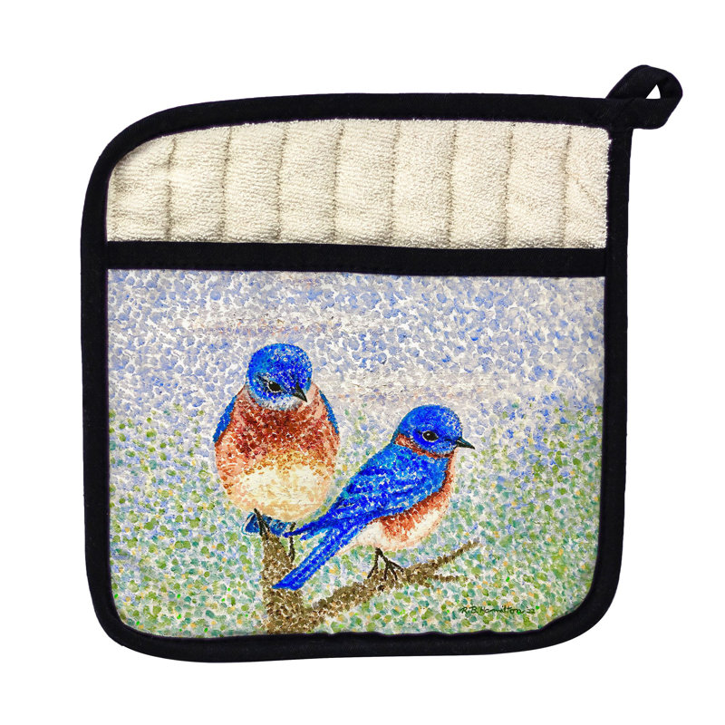 Porte-pot deux oiseaux bleus