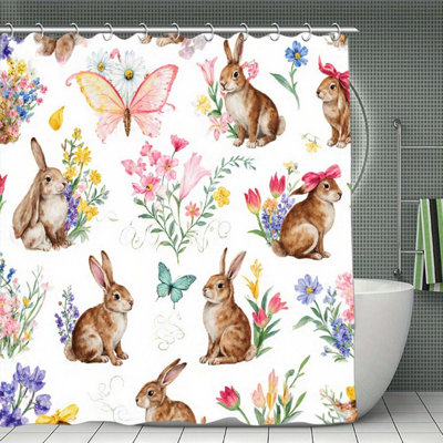 Rideaux de douche Bunny & Floral, 71 x 71 po