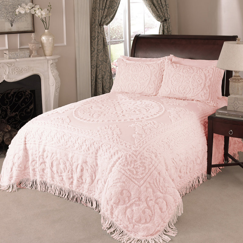 Medallion Cotton Pillow Sham, Blush, King Sham