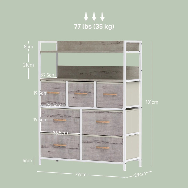 79cm W 7 - Drawer Chest of Drawers, Beige
