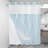 No Hook Light Blue Striped Shower Curtain With Snap In Fabric Liner Set - Hotel Shower Curtain And Liner Set With See Through Mesh Top Window,Machine Washable, 71X74 INCH-218065409
