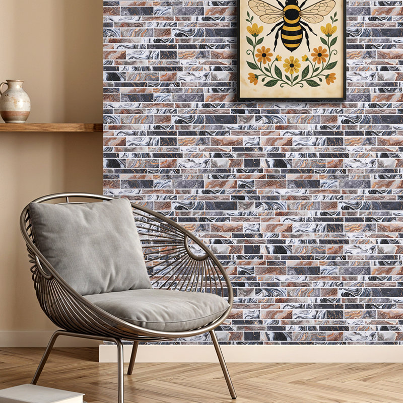 20Pcs Self-Adhesive Wall Tile Stickers, Black/Brown