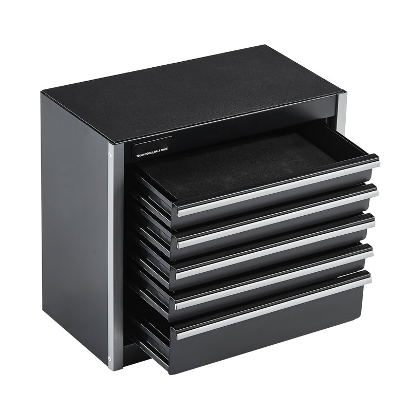 Boîte à outils portative noire de 8,6 pouces avec 5 tiroirs, convenant au bureau et à la chambre à coucher, rangement multifonctionnel, boîte en métal avec rails de tiroir lisses, bijoux de rangement noirs et efficaces, couche