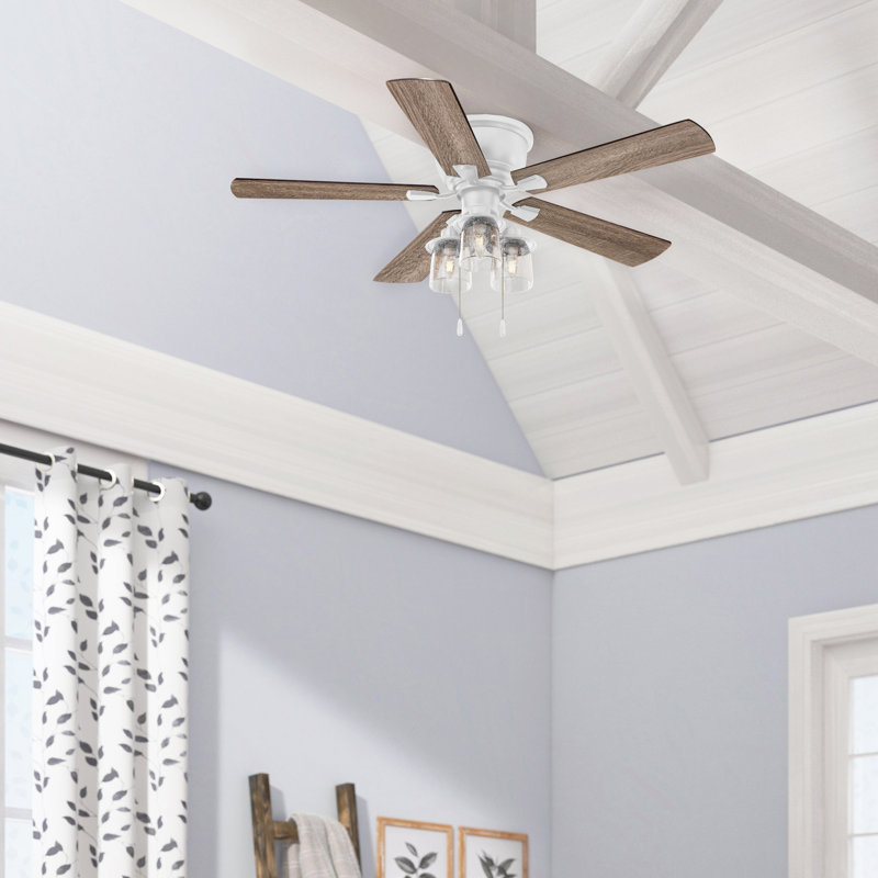 Ventilateur de plafond 52 po avec ensemble d'éclairage Olcay, Blanc