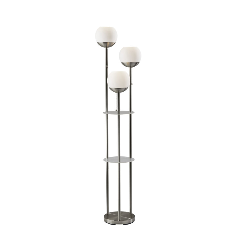 63'' Tray Table Floor Lamp, Brushed Steel