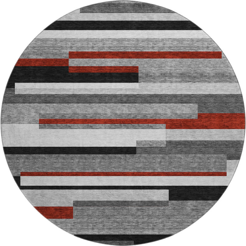 Premium Machine Washable Prisco Gray Rug, Round 8'