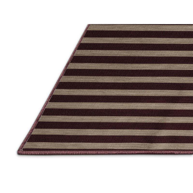 Tapis rouge à rayures horizontales lavable à la machine, Rectangulaire 2 pi x 3 pi