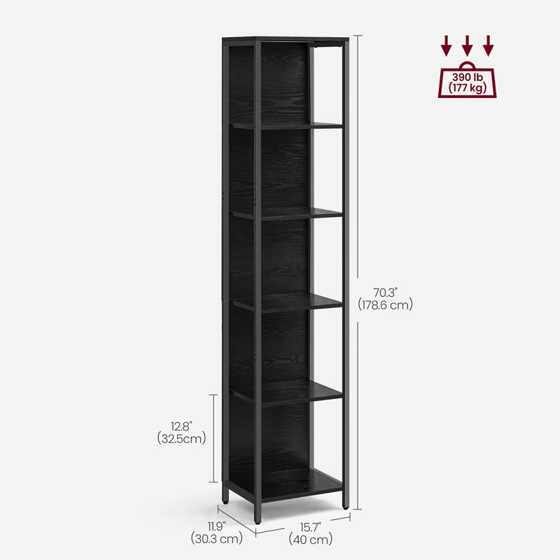 178.6cm H Metal Standard Bookcase, (5 Shelves) 178.60"H x 40"W x 30.30"D