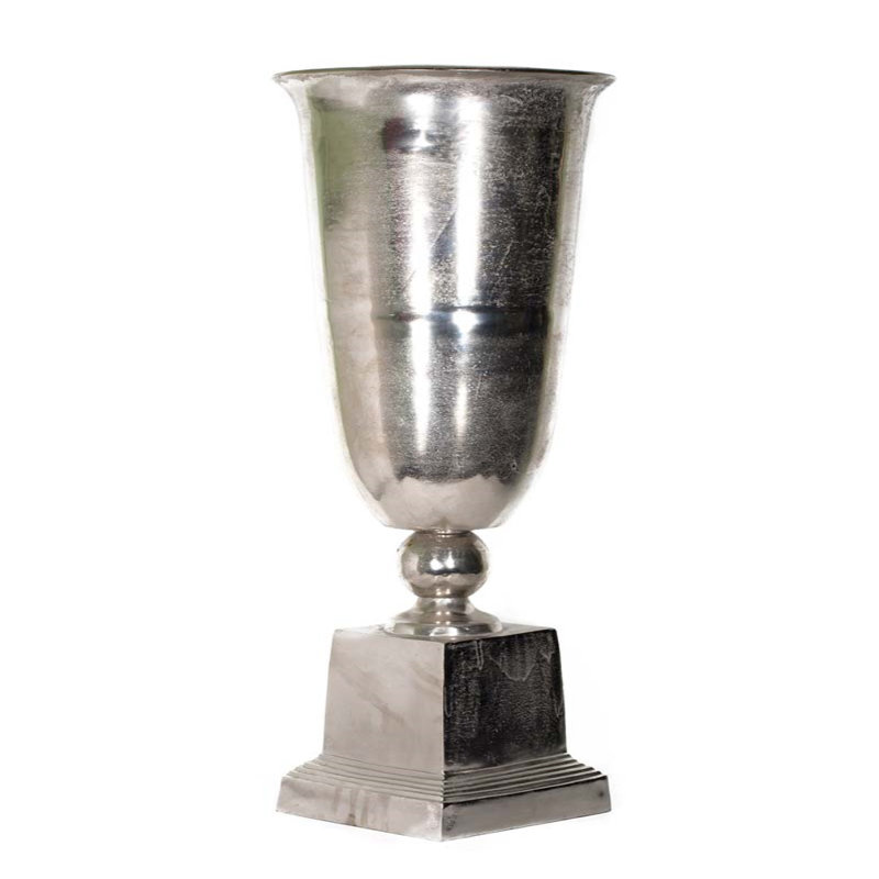 Vase de plancher en aluminium intérieur / extérieur Shelor, Nickel, H 33 po x l 12 po x P 12 po
