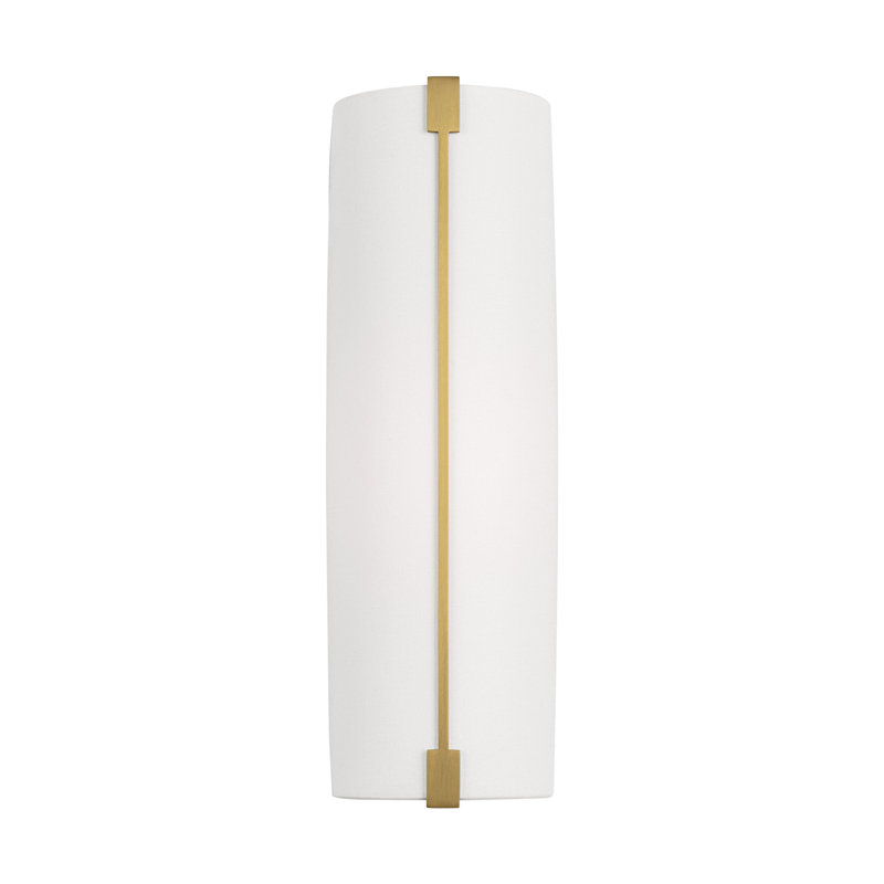 Luminaire mural de salle de bain 1 lumière avec abat-jour en lin blanc Thom Filicia, Bronze brillant