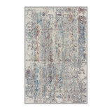 Phaedra Machine Made Power Loomed Polyester Area Rug in Gray/Ivory