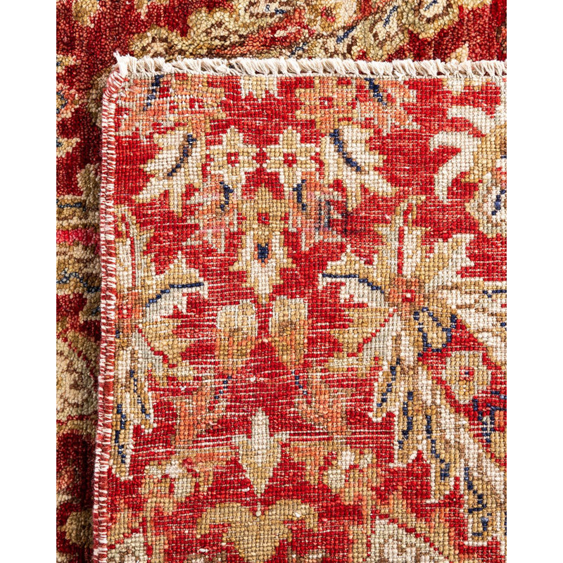 Handmade Red Wool Rectangular Area Rug, 7' 10" x 10' 4"