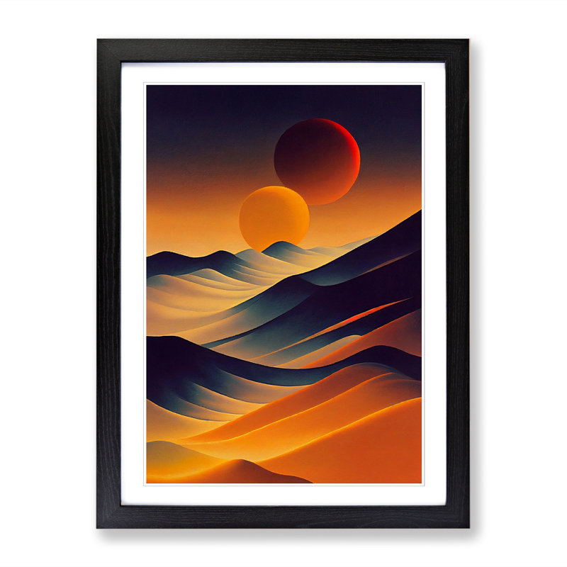 Sunset Field - Single Picture Frame Painting, Black, 46cm H x 25cm W x 2cm D