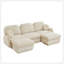 Canapé surdimensionné en U de 105 po en chenille, canapé à assise profonde avec repose-pieds mobile, coussins ronds et coussins de dossier matelassés exquis, pieds à structure encastrée, assemblage facile, convient au salon, beige crème-239152619-239152621