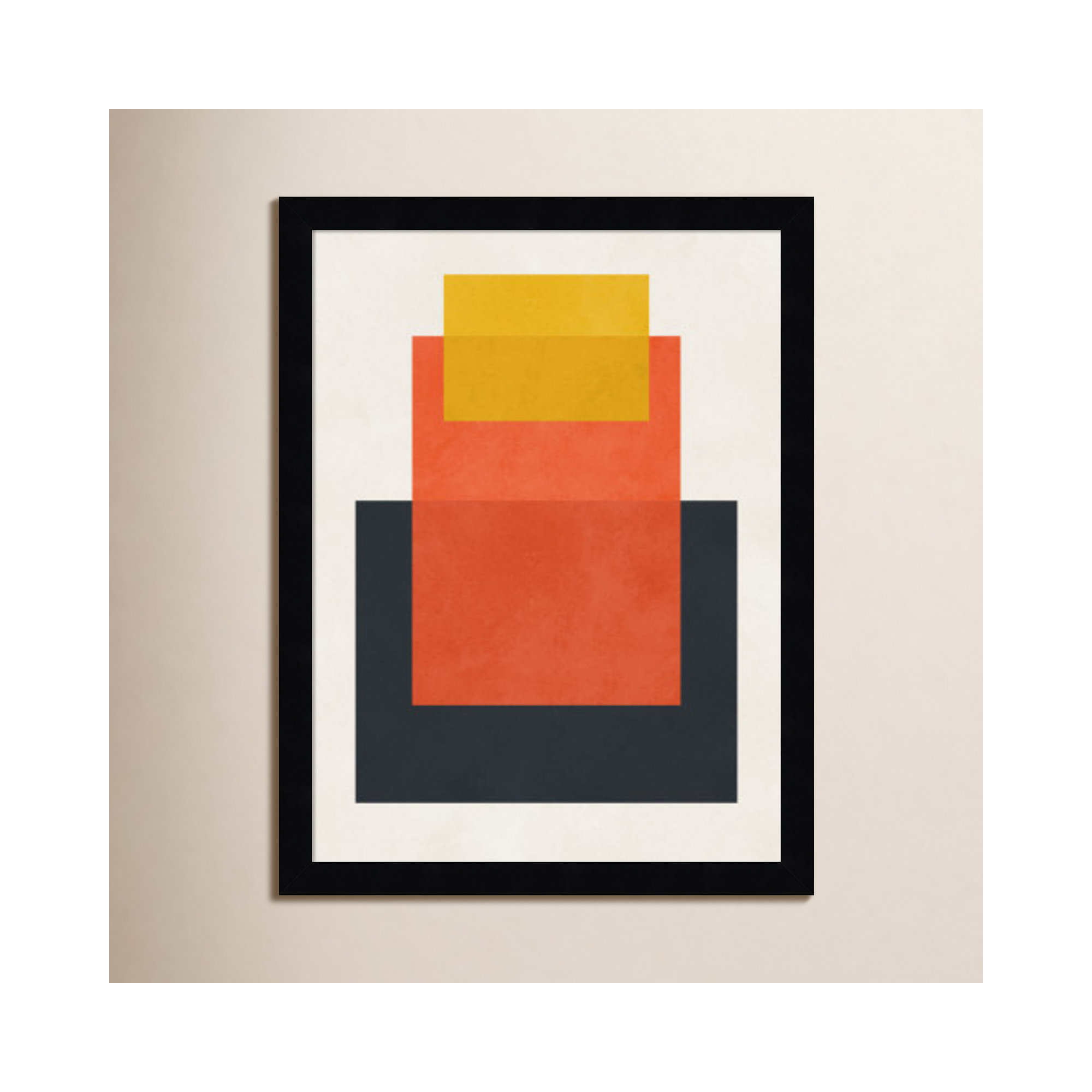 Overlapping geometry 10 by Norvin Wood Framed Wall Art Print, Brown/Orange, 17" H x 13" W, Black