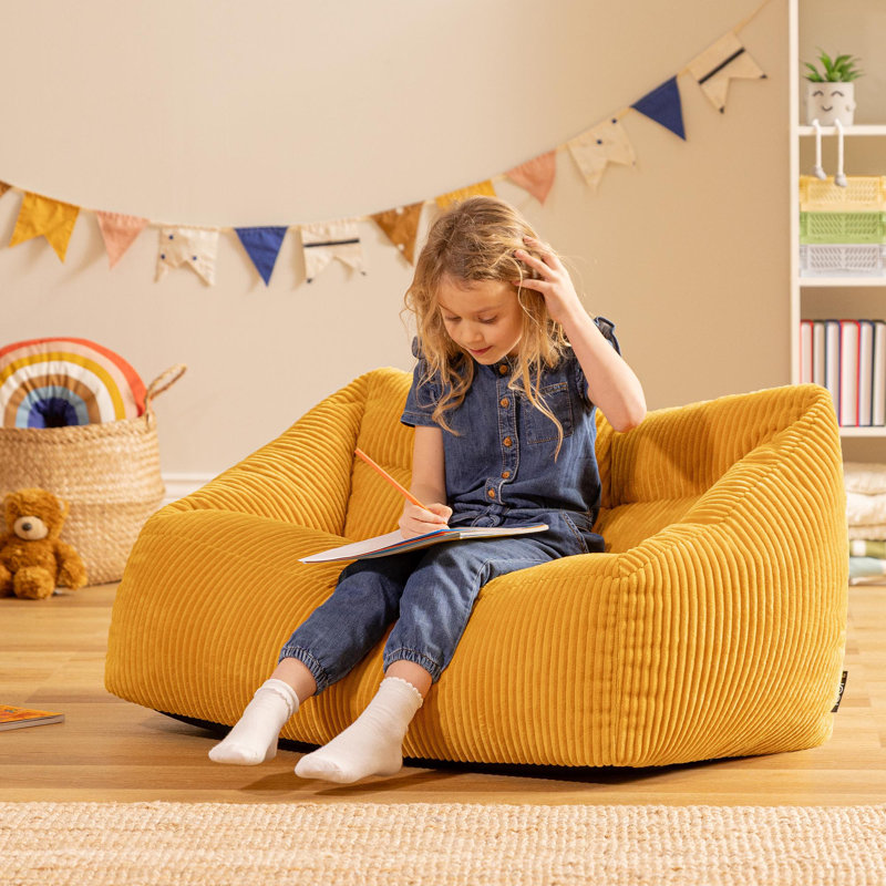 Corduroy Bean Bag Sofa, Yellow