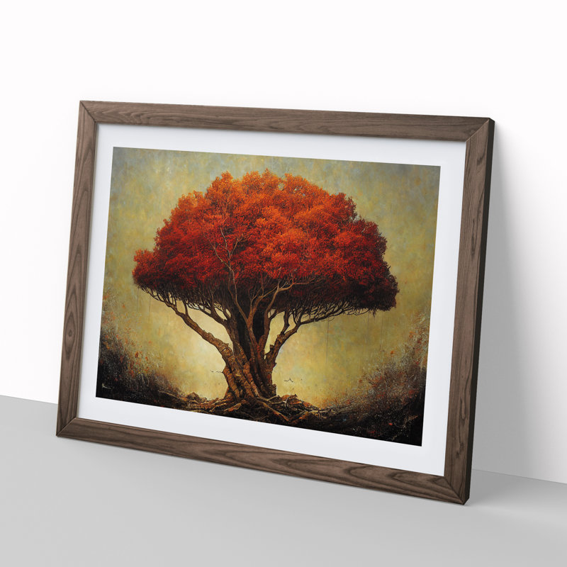 Shimmering Tree - Single Picture Frame Print, 46cm H x 64cm W x 2cm D, Walnut