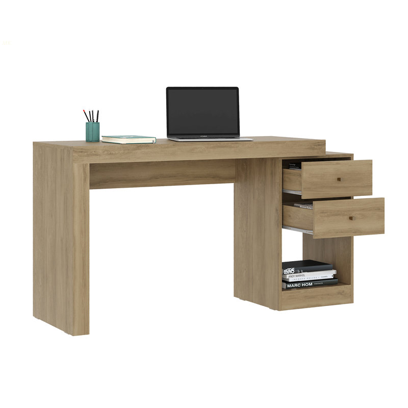 Techni Mobili Expandable Home Office Desk, Pine, Light Brown