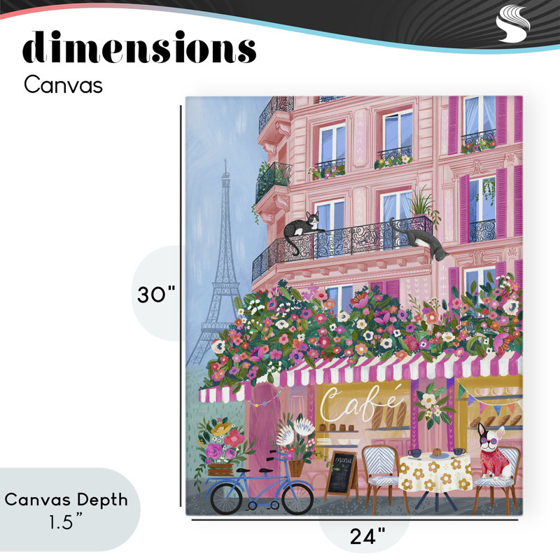 Chats sur une toile de balcon de café, design par Arrolynn Weiderhold, H 30 po x l 24 po