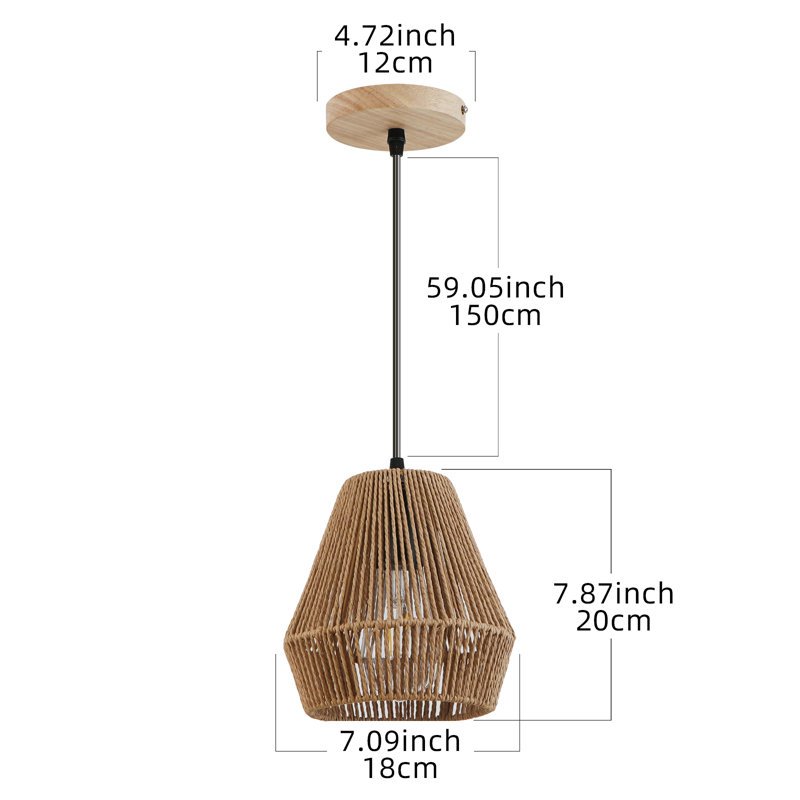 7.09 in. 2 Pack Boho Mini Rattan Pendant Light, Natural/Wood
