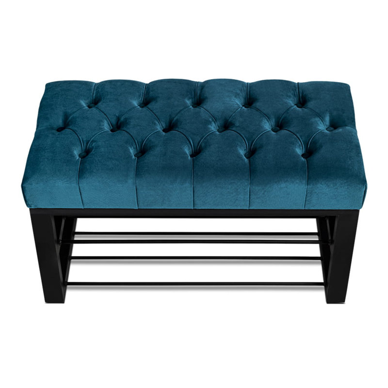 Avaeah Upholstered Storage Bench, Grey/Black, H45 x W80 x D35cm