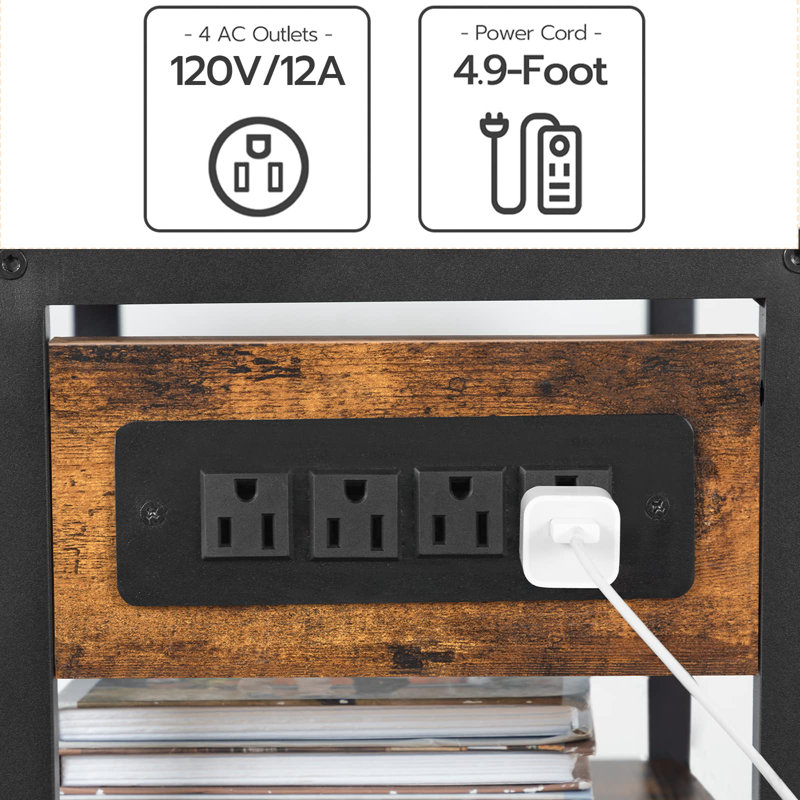 25.2'' H X 16.5'' W Mobile Printer Stand with Charging Station