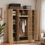 Armoire-penderie à grande capacité avec tringle, tablettes réglables et portes décoratives en rotin-218877690