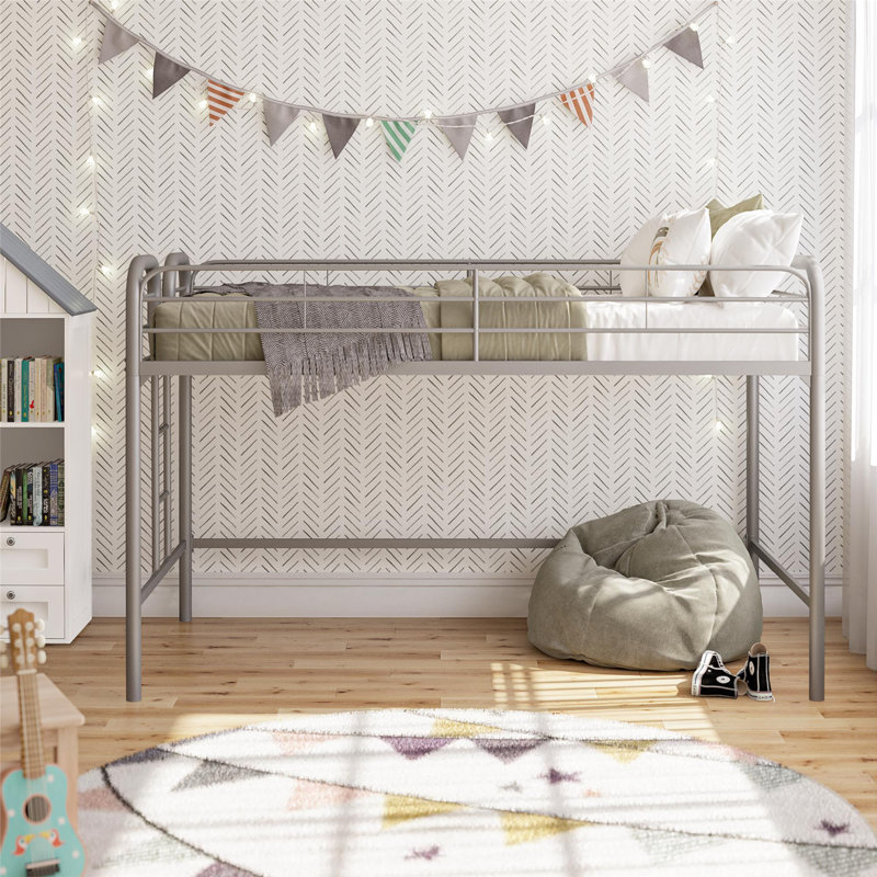 Lit mezzanine en métal Kaylee Junior, simple, argent, Argent argent