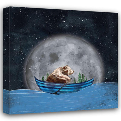 «Red Barrel Studio® Nieman, Rachel», reproduction d'art sur toile tendue: Bear Rowing in the Sea