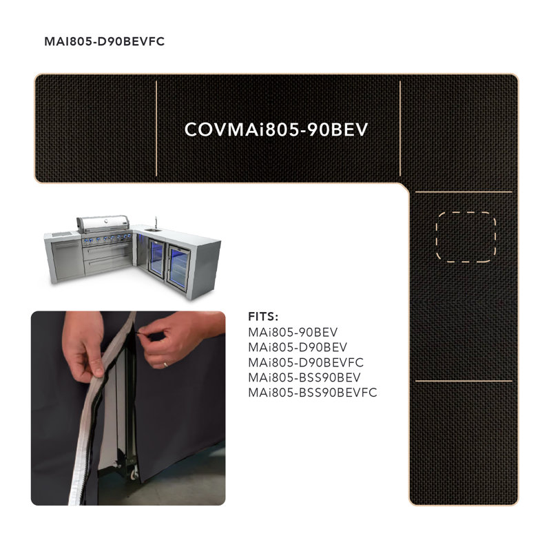 Durable Weather Resistant Cover For 805 Island With 90 Degree Corner And Beverage Center
