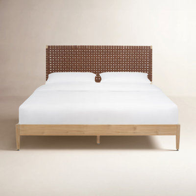 Tamita Genuine Leather and Oak Bed