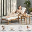 Ensemble de 2 chaises longues d'extérieur de style teck avec table d'appoint, chaises de piscine réglables en aluminium