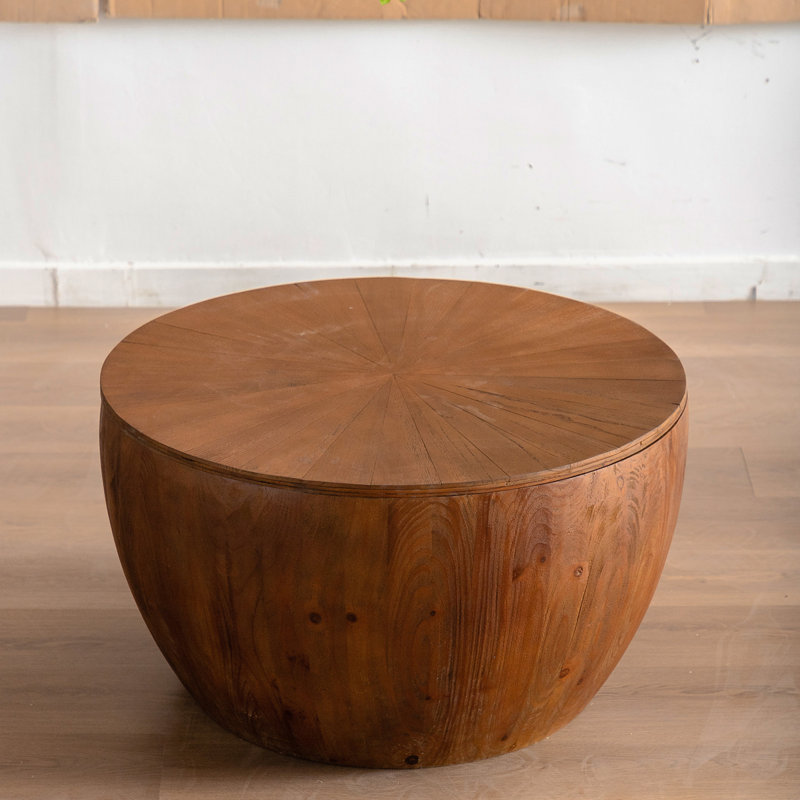 Table basse 31,50 "en forme de seau de style rétro avec fonction de rangement, Brown