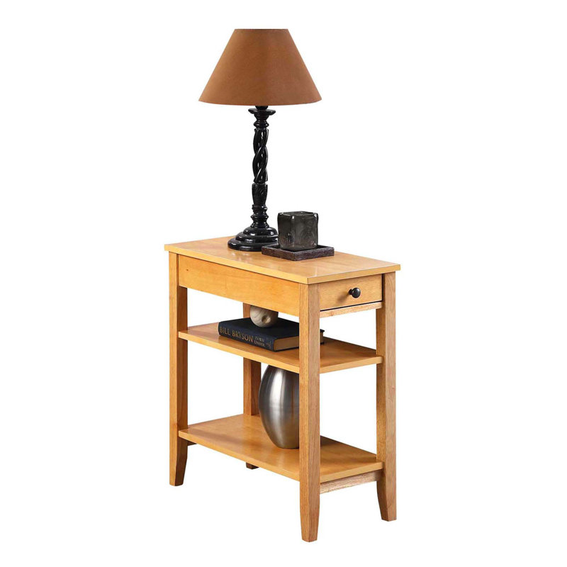 Carbin End Table with Drawer and Shelves, Natural