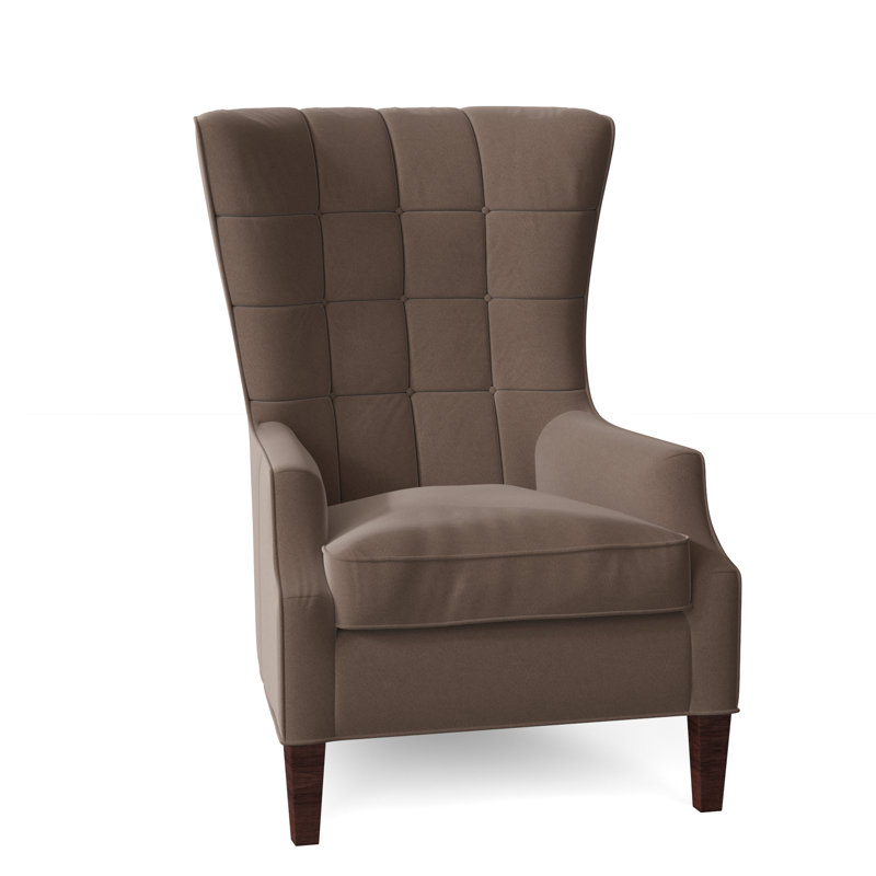 Gallin Leather Tufted Wingback Chair, Outsider Raven Genuine Leather, Mahogany