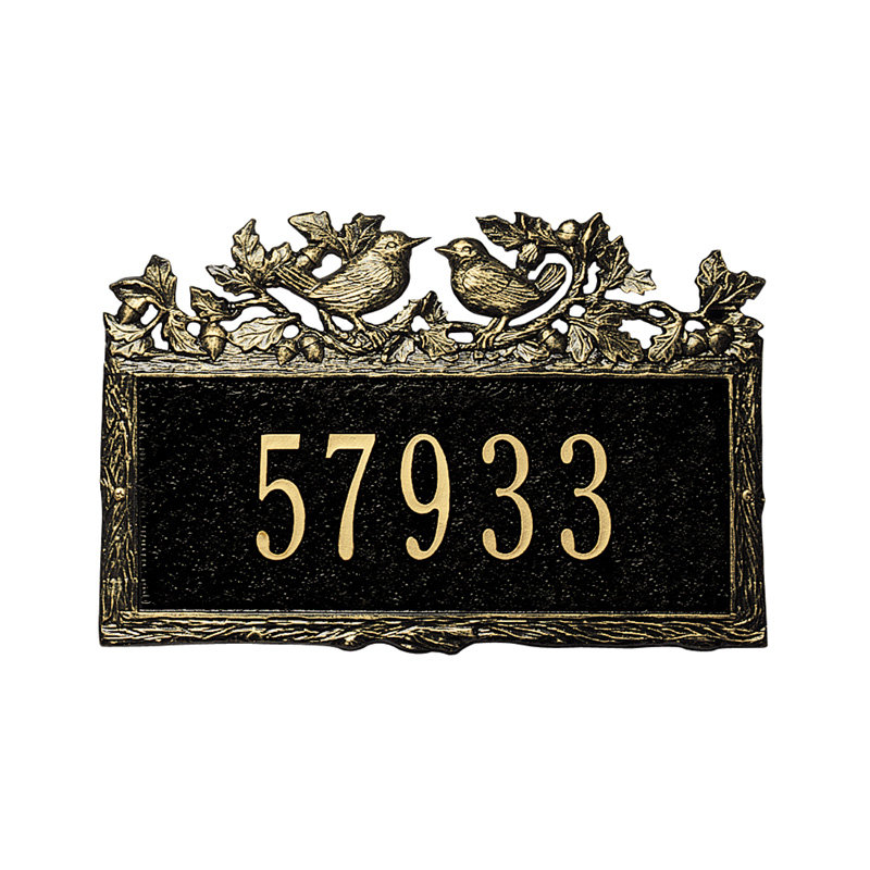 Woodland 1-Line Wall Address Plaque, Antique Copper, Yes