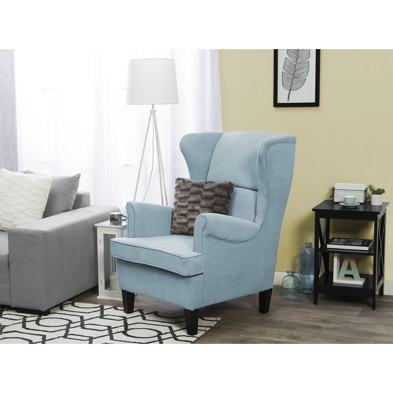 Milne Upholstered Wingback Chair, Blue
