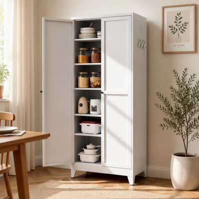 Garde-manger autoportant en métal avec tablettes réglables pour la cuisine, la salle à manger et la salle de bain