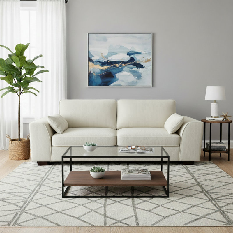 0 Seater Linen Sofa, Cream, 3
