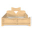 Lit plateforme pour enfant pleine grandeur avec tête de lit Bowknot, garde-corps, bibliothèque intégrée, lit bas Montessori, finition en bois naturel. Naturel-1152381239-1152381385