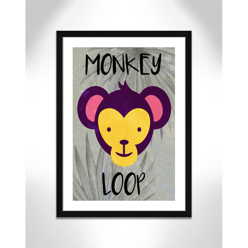 «Monkey Loop», impression sur papier, Encadré plat noir, H 34,5 po x l 24 po x P 0,6 po