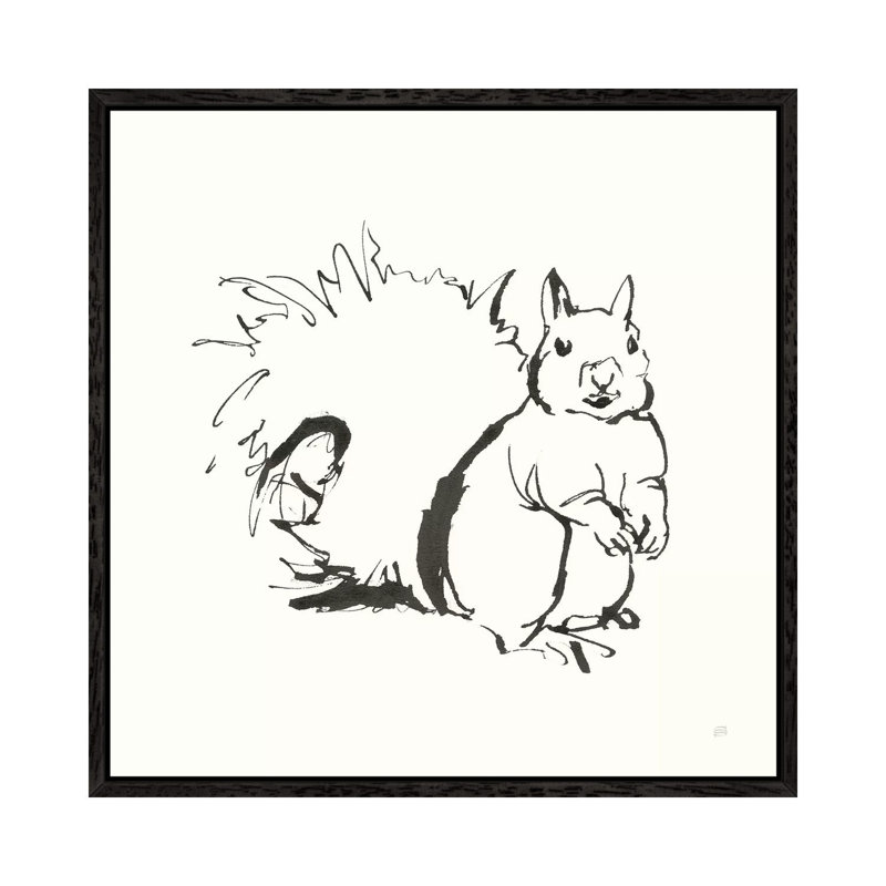 Line Squirrel by Chris Paschke - Painting on Canvas, 66.04cm H x 66.04cm W x 3.81cm D, Black Framed Canvas