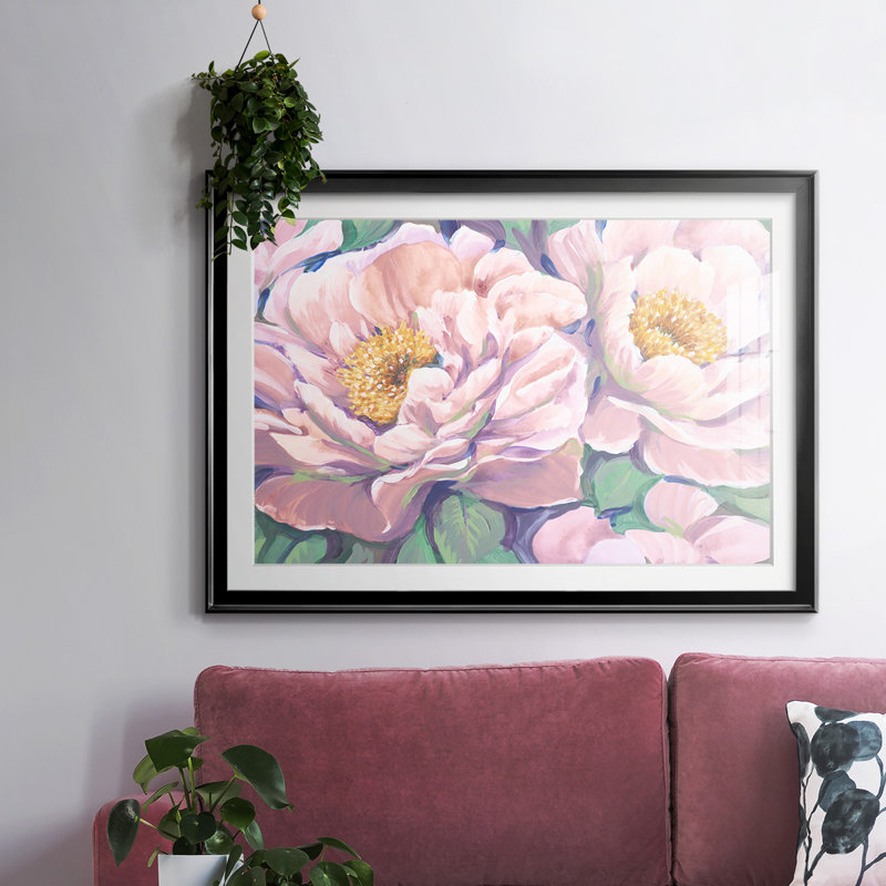 " Peonies In Bloom II ", Black, 19" H x 27" W x 1.5" D