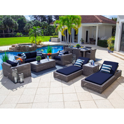 Malmo Collection In Gray 12 - Person Patio Conversation Set with Cushions